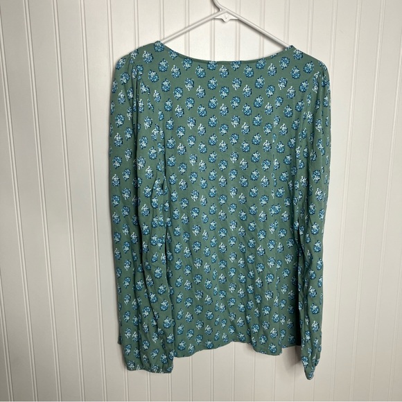Lucky Brand Top Large Floral Square Neck Long Sleeve Boho Peasant Fall Casual - Picture 9 of 9